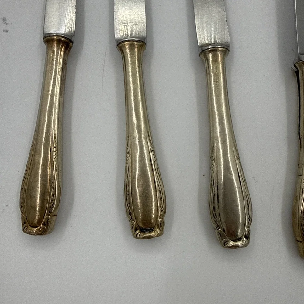 Silvia Made In Germany Vintage Silver Plated Butter Knives Rococo Style Set Of 5